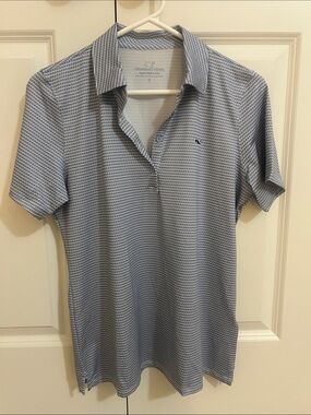 Vineyard Vines Women’s Light Blue Micro-Pattern Performance Polo